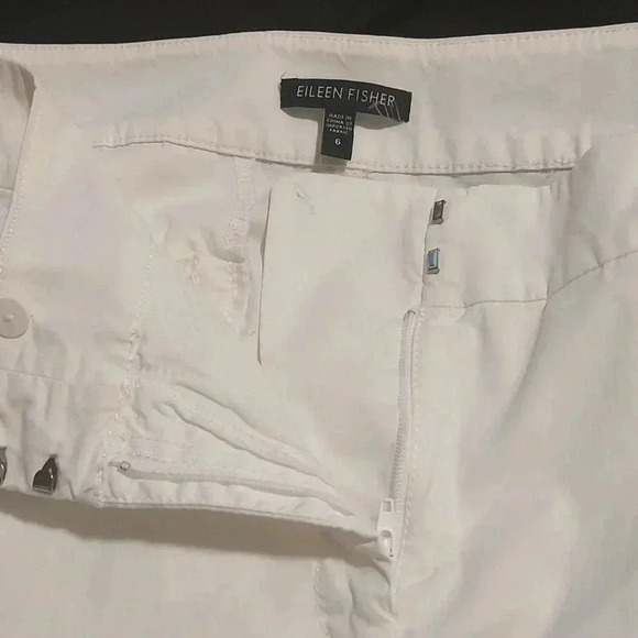 Eileen Fisher white stretch ankle pants - Picture 4 of 6